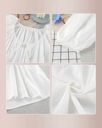 Curvvvy™ Cotton White Tie-Front Loungewear Dress Sleepwear