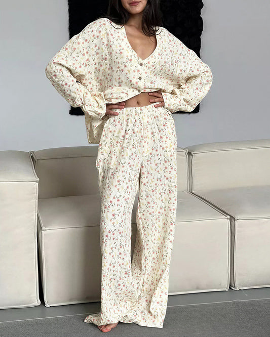 Curvvvy® CozyWear – Conjunto de pijama preto de manga comprida com calças 
