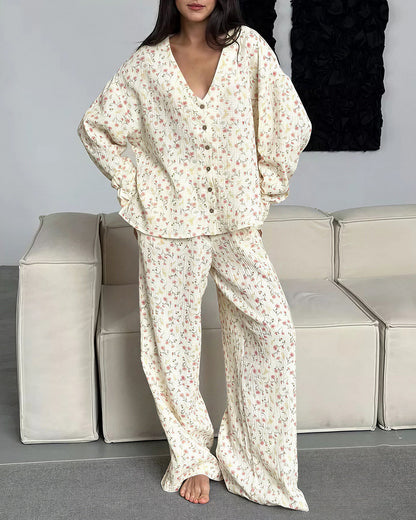 Curvvvy® CozyWear – Schwarzes Langarm-Pyjama-Set mit Hose 