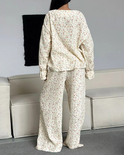 Curvvvy® CozyWear – Schwarzes Langarm-Pyjama-Set mit Hose 