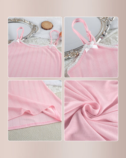 Curvvvy™ Bow Accents Sweet Pointelle Knit Slip Dress