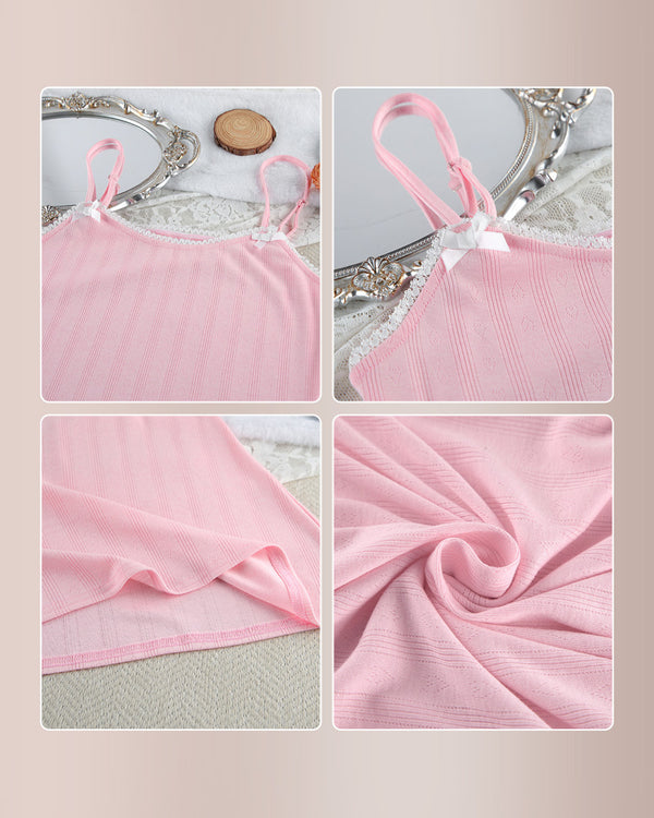 Curvvvy™ Bow Accents Sweet Pointelle Knit Slip Dress