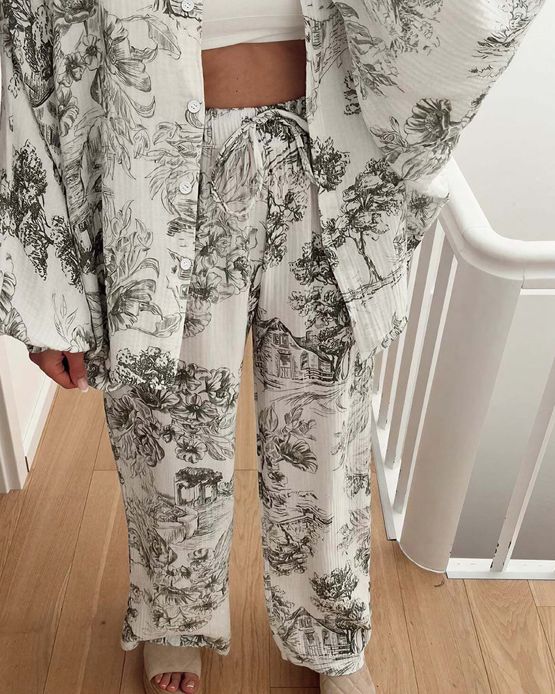 Curvvvy® CozyWear – Schwarzes Langarm-Pyjama-Set mit Hose 