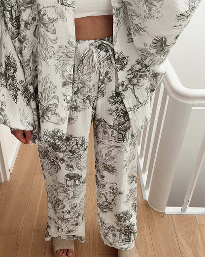 Curvvvy® CozyWear – Schwarzes Langarm-Pyjama-Set mit Hose 
