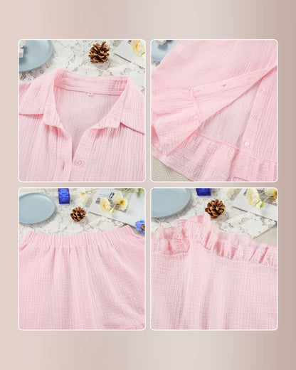 Curvvvy™ 3-Piece Ruffle Cotton Lounge Set