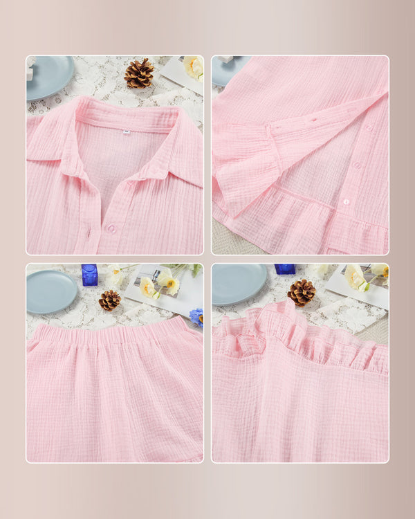 Curvvvy™ 3-Piece Ruffle Cotton Lounge Set
