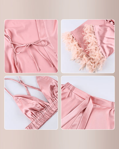 Curvvvy™ Feather-Trimmed 3-Piece Lounge Set