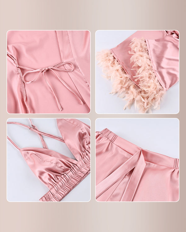 Curvvvy™ Feather-Trimmed 3-Piece Lounge Set