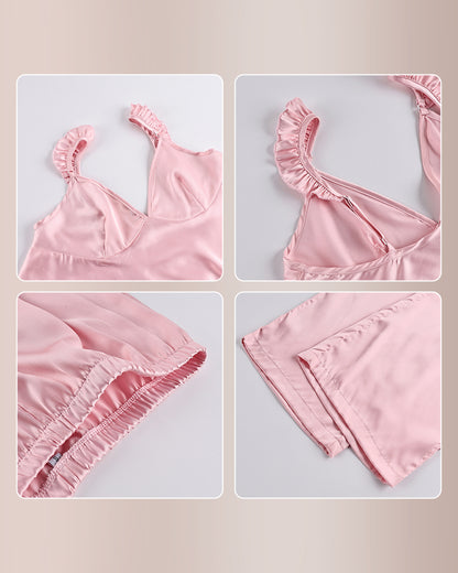 Curvvvy™ Set Relax 2 Pezzi in Maglia a Coste con Bordo a Foglia di Lattuga