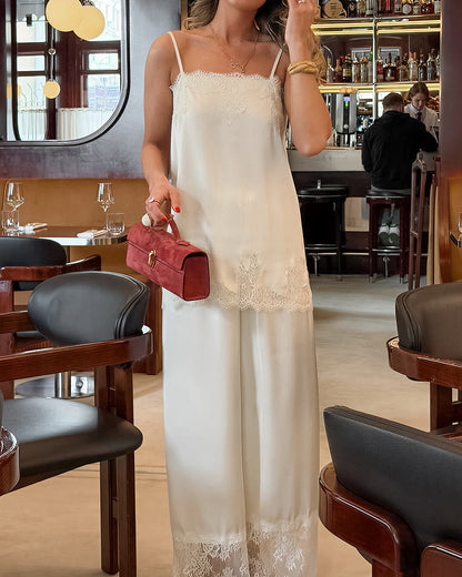 Curvvvy™ Silky Lace Trim 2-Piece Sleepwear Set