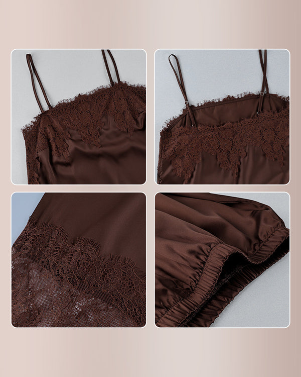 Curvvvy™ Silky Lace Trim 2-Piece Sleepwear Set