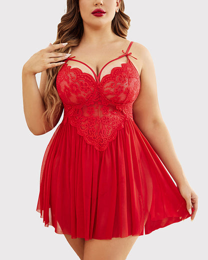 Curvvvy™ Ensemble Lingerie en Mesh Transparent Brodé Papillons