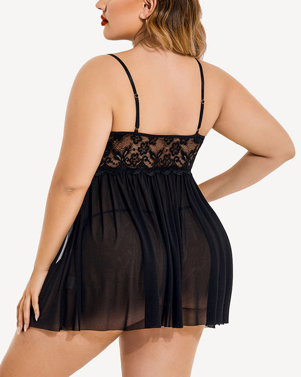 Curvvvy™ Ensemble Lingerie en Mesh Transparent Brodé Papillons