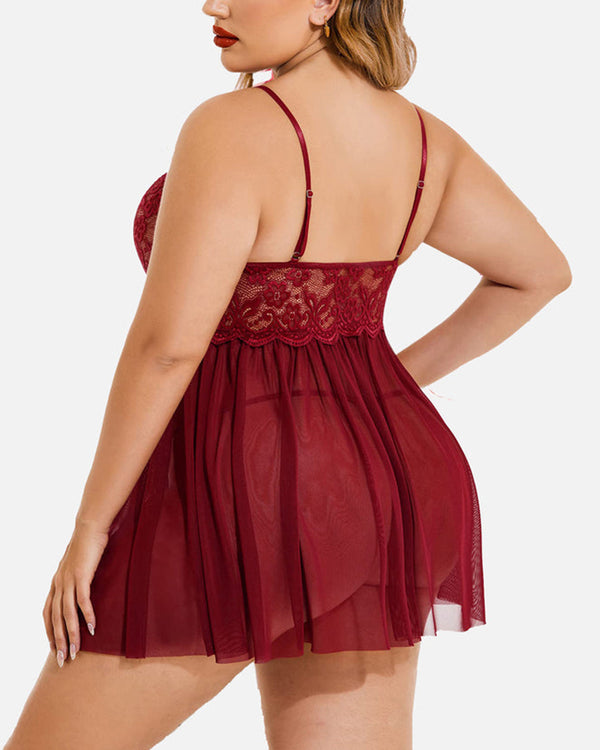 Curvvvy™ Ensemble Lingerie en Mesh Transparent Brodé Papillons