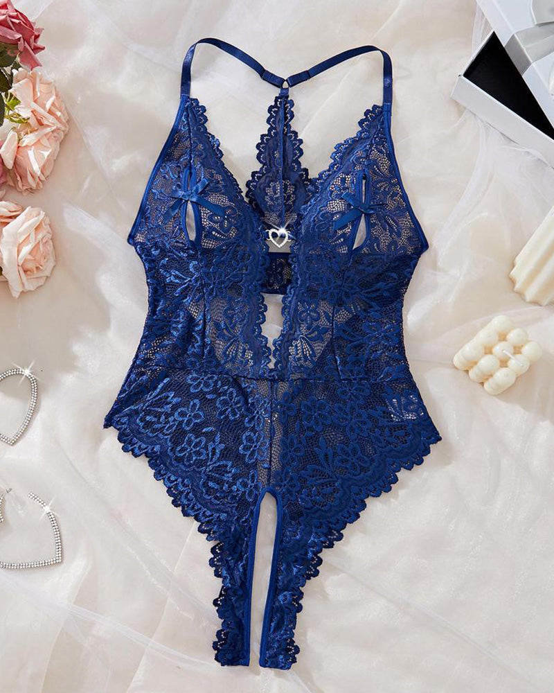Curvvvy™ Ensemble Lingerie en Mesh Transparent Brodé Papillons