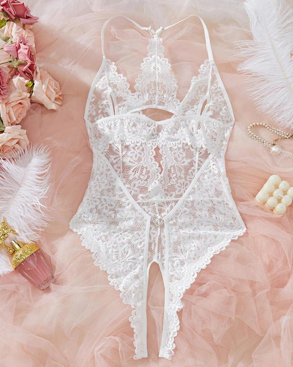 Curvvvy™ Ensemble Lingerie en Mesh Transparent Brodé Papillons