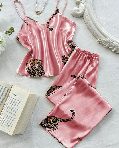 Curvvvy™ Silky Leopard Print Camisole Lounge Set