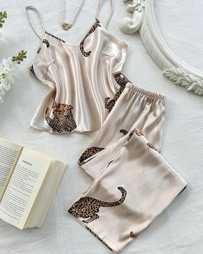 Curvvvy™ Silky Leopard Print Camisole Lounge Set