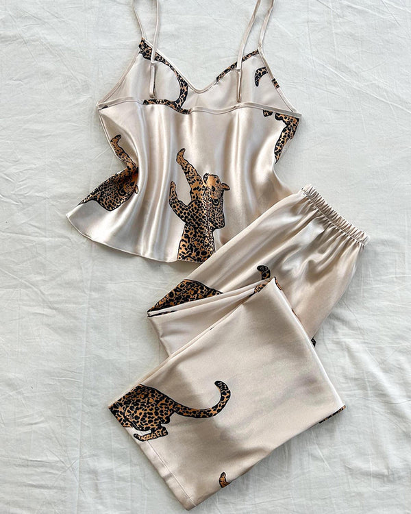 Curvvvy™ Silky Leopard Print Camisole Lounge Set