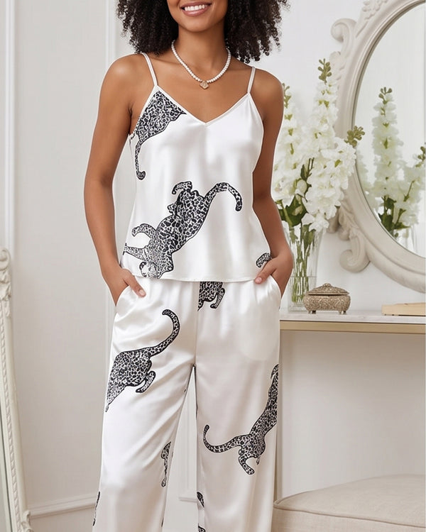 Curvvvy™ Silky Leopard Print Camisole Lounge Set