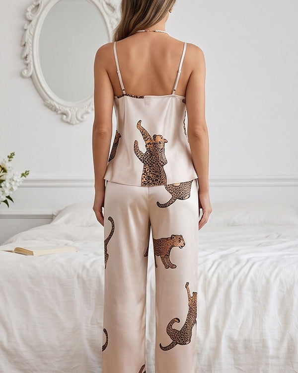Curvvvy™ Silky Leopard Print Camisole Lounge Set