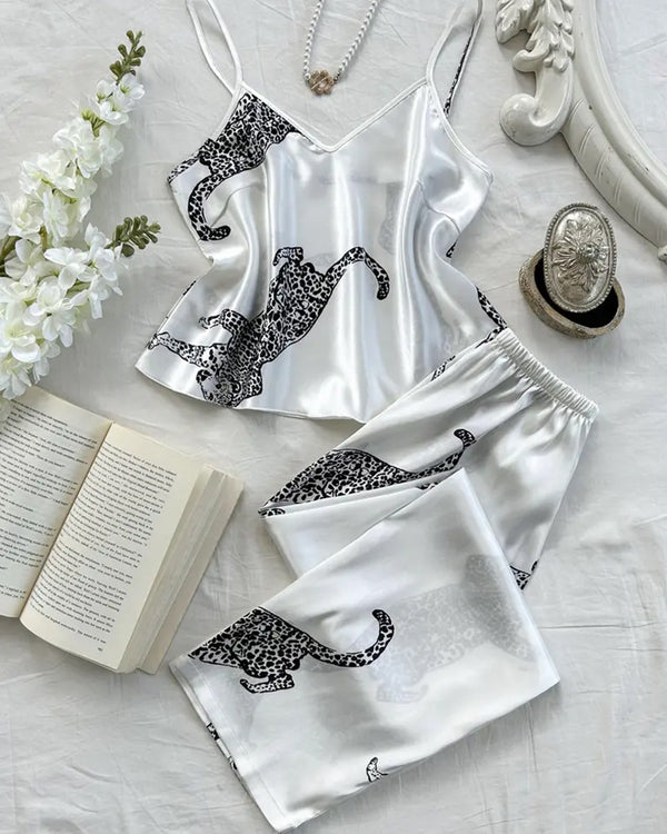 Curvvvy™ Silky Leopard Print Camisole Lounge Set