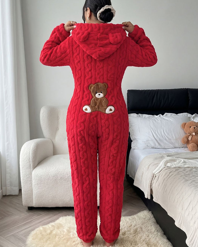 Curvvvy™ Cozy Plush Hooded Onesie Pajamas