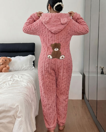 Curvvvy™ Cozy Plush Hooded Onesie Pajamas