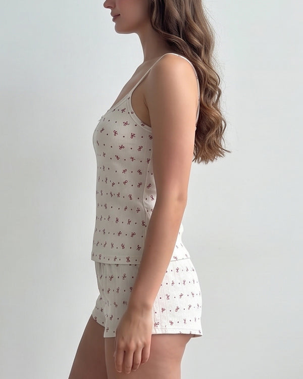 Curvvvy™ Nachtwäsche-Set aus Top und Shorts mit Spitzenbesatz
