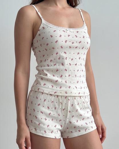 Curvvvy™ Nachtwäsche-Set aus Top und Shorts mit Spitzenbesatz