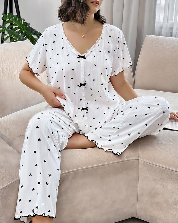 Curvvvy™ Nachtwäsche-Set aus Top und Shorts mit Spitzenbesatz