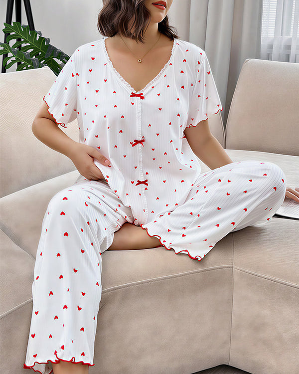 Curvvvy™ Nachtwäsche-Set aus Top und Shorts mit Spitzenbesatz