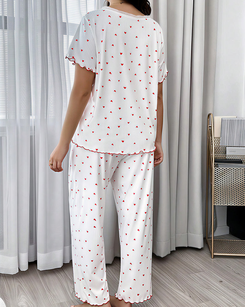 Curvvvy™ Nachtwäsche-Set aus Top und Shorts mit Spitzenbesatz