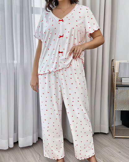 Curvvvy™ Nachtwäsche-Set aus Top und Shorts mit Spitzenbesatz