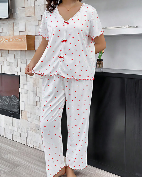 Curvvvy™ Nachtwäsche-Set aus Top und Shorts mit Spitzenbesatz