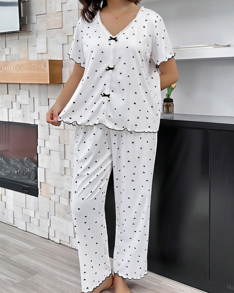 Curvvvy™ Nachtwäsche-Set aus Top und Shorts mit Spitzenbesatz