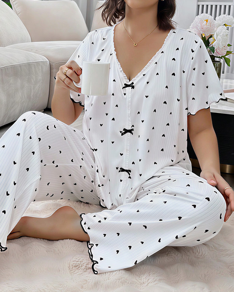 Curvvvy™ Nachtwäsche-Set aus Top und Shorts mit Spitzenbesatz