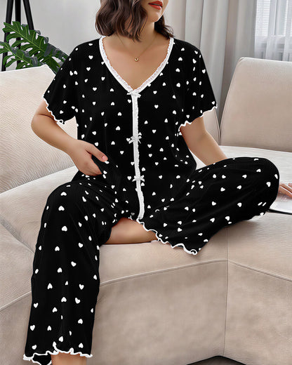 Curvvvy™ Nachtwäsche-Set aus Top und Shorts mit Spitzenbesatz