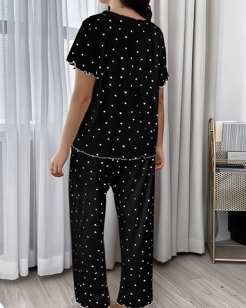 Curvvvy™ Nachtwäsche-Set aus Top und Shorts mit Spitzenbesatz