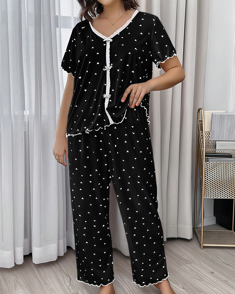 Curvvvy™ Nachtwäsche-Set aus Top und Shorts mit Spitzenbesatz