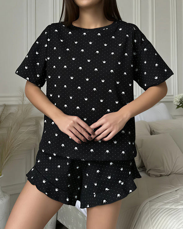 Curvvvy™ Nachtwäsche-Set aus Top und Shorts mit Spitzenbesatz