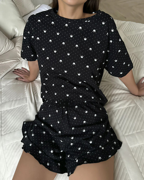 Curvvvy™ Nachtwäsche-Set aus Top und Shorts mit Spitzenbesatz