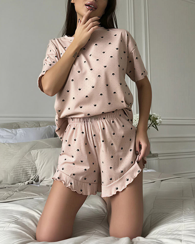 Curvvvy™ Nachtwäsche-Set aus Top und Shorts mit Spitzenbesatz