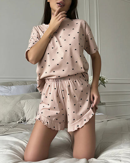 Curvvvy™ Nachtwäsche-Set aus Top und Shorts mit Spitzenbesatz