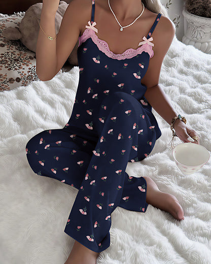 Curvvvy™ Nachtwäsche-Set aus Top und Shorts mit Spitzenbesatz