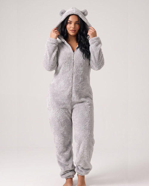 Curvvvy™ Cozy Cloud Fluffy Hooded Onesie Jumpsuit