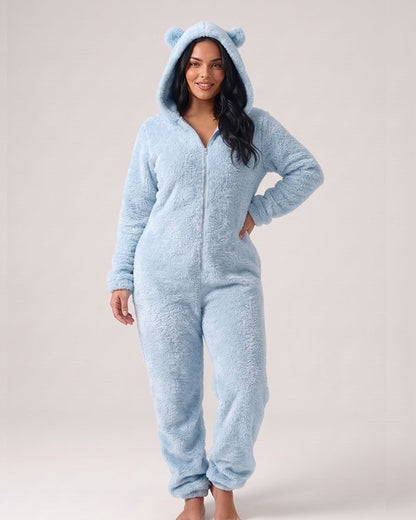 Curvvvy™ Cozy Cloud Fluffy Hooded Onesie Jumpsuit