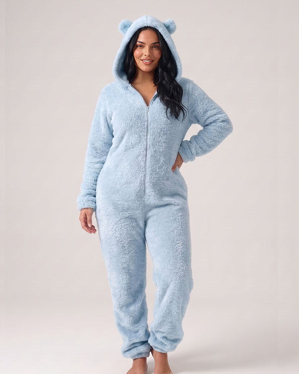 Curvvvy™ Cozy Cloud Fluffy Hooded Onesie Jumpsuit