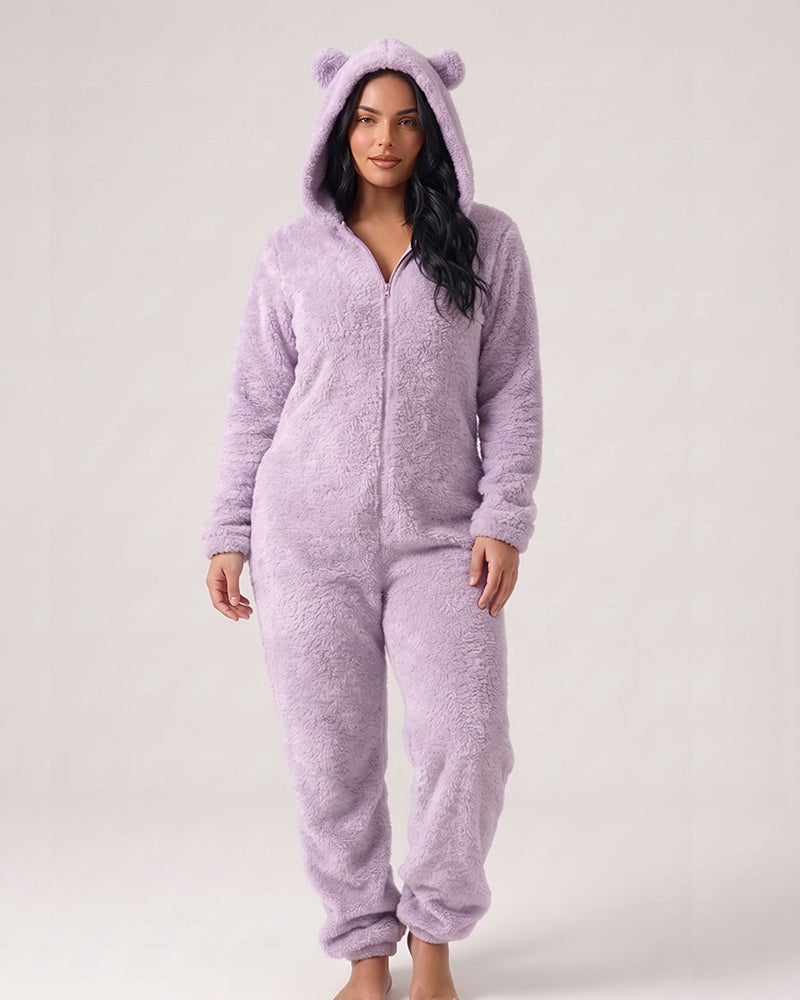 Curvvvy™ Cozy Cloud Fluffy Hooded Onesie Jumpsuit