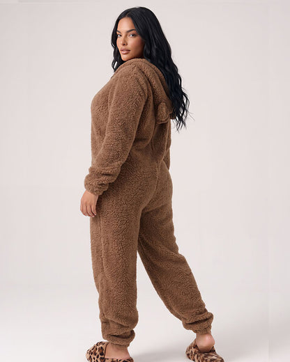 Curvvvy™ Cozy Cloud Fluffy Hooded Onesie Jumpsuit